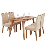 Mesa De Jantar Adele 130x80 Com Tampo Em Mdf E 4 Cadeiras Paola Wood Madeira/cinamomo/suede Nude - Cimol Móveis