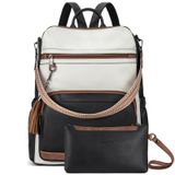 Mochila Bostanten Para Laptop De Couro Para Mulheres Preta, Bege, Marrom