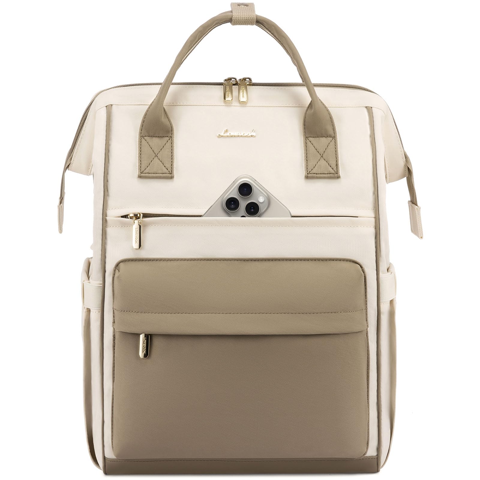 Mochila Para Laptop Lovevook Para Mulheres De 17 Polegadas, Trabalho E Viagem, Bege