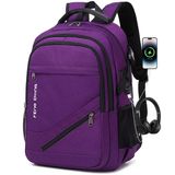 Mochila Para Laptop Fengdong Durable Waterproof Travel 17.3" Roxa