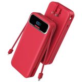 Carregador Portátil Power Bank 20000mah Com Cabos Embutidos