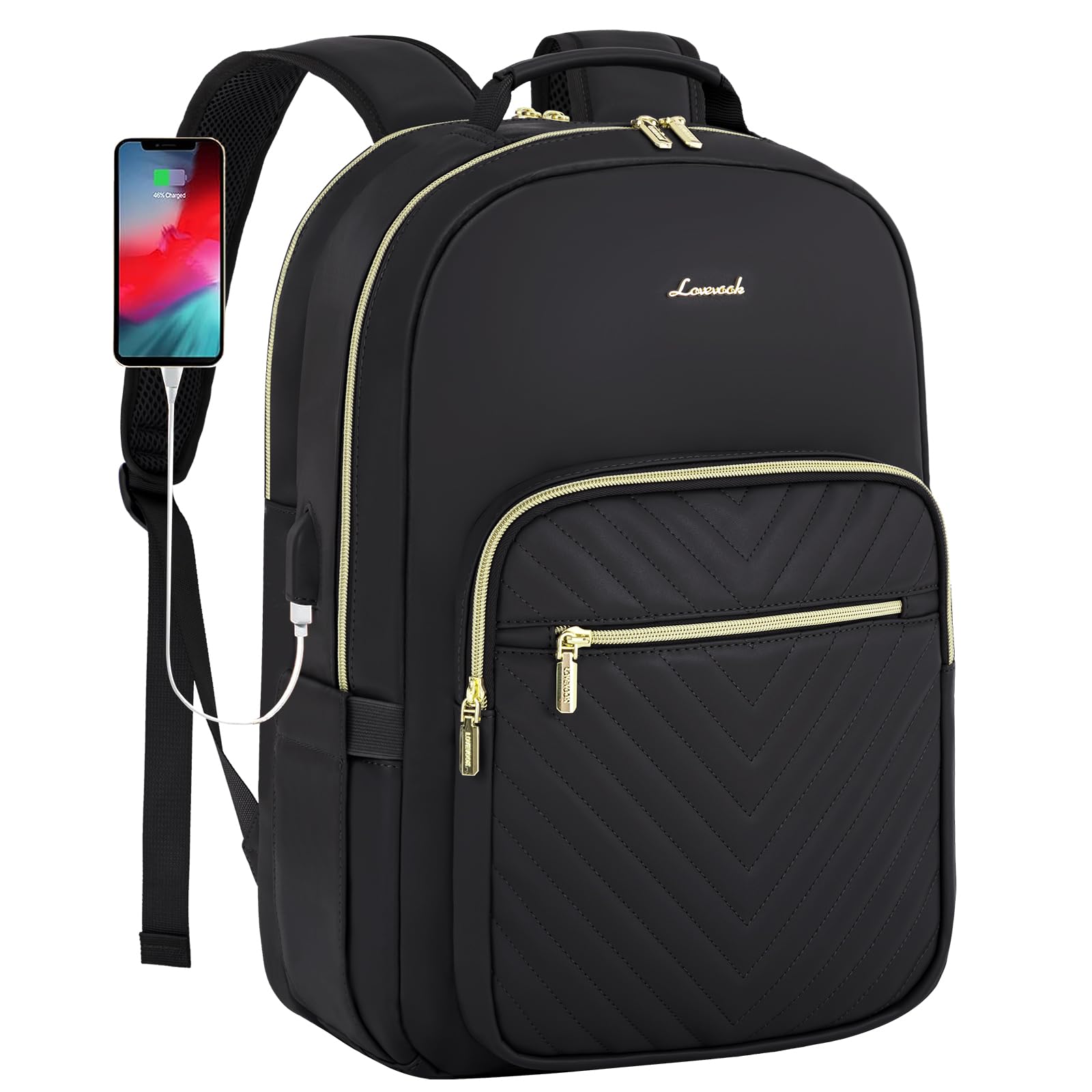 Mochila De Couro Lovevook Para Mulheres Com Compartimento Para Laptop De 15,6"