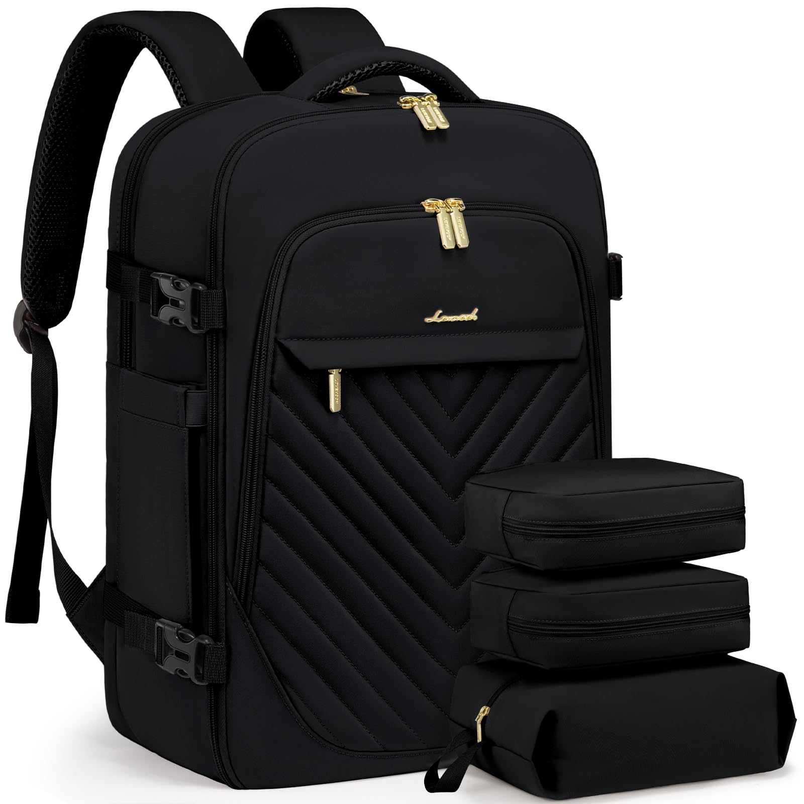 Mochila De Viagem Lovevook Para Mulheres De 50 Litros Com 18 Laptops Preta