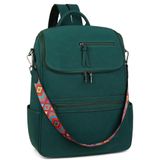Mochila Para Laptop Fadeon Leather Travel Green Para Mulheres De 15,6 Polegadas