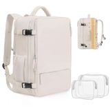 Mochila De Viagem Getravel Para Mulheres 44x31x21cm Com Laptop De 17" Bege
