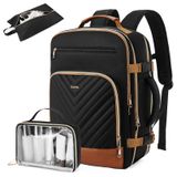 Mochila De Viagem Telena Para Mulheres, Laptop De 15,6 Polegadas, Preto-marrom