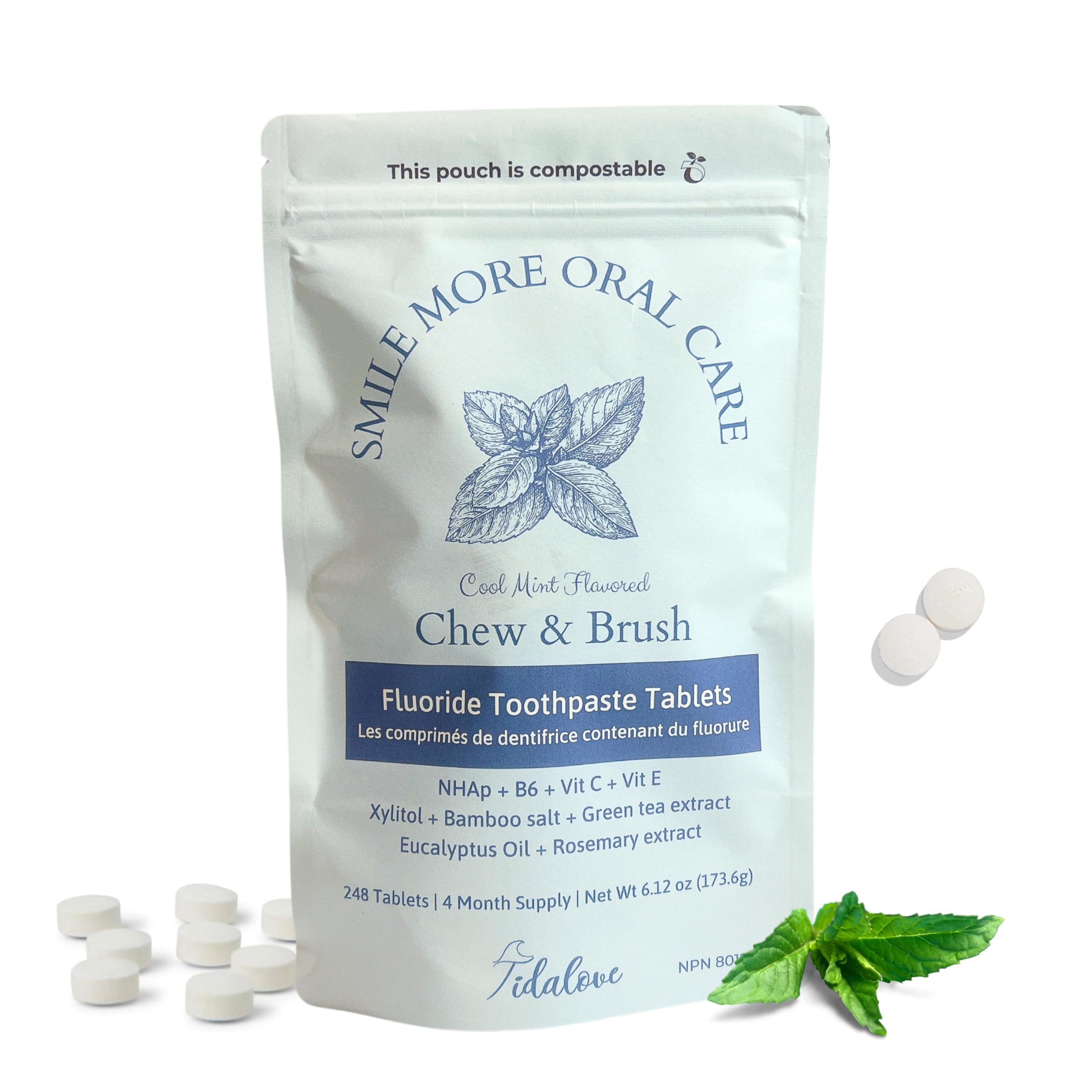 Comprimidos De Creme Dental Tidalove Smile More Com Flúor E Nhap