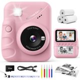 Câmera De Impressão Instantânea Calinegam Kids 48mp Com Cartão De 32gb Rosa