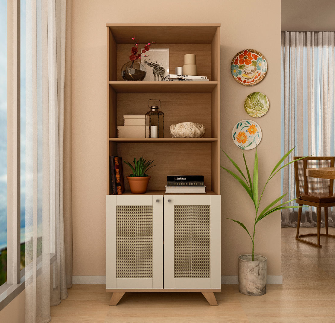 Estante Artely Multiuso Para Livros E Decoração Trama Cor Cinamomo Com Off White