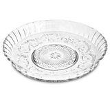 Prato Com Borda De Vidro Grande 30cm Super Resistente - Prato De Bolo Pudim Doces Fruteira Na Mesa - Panami