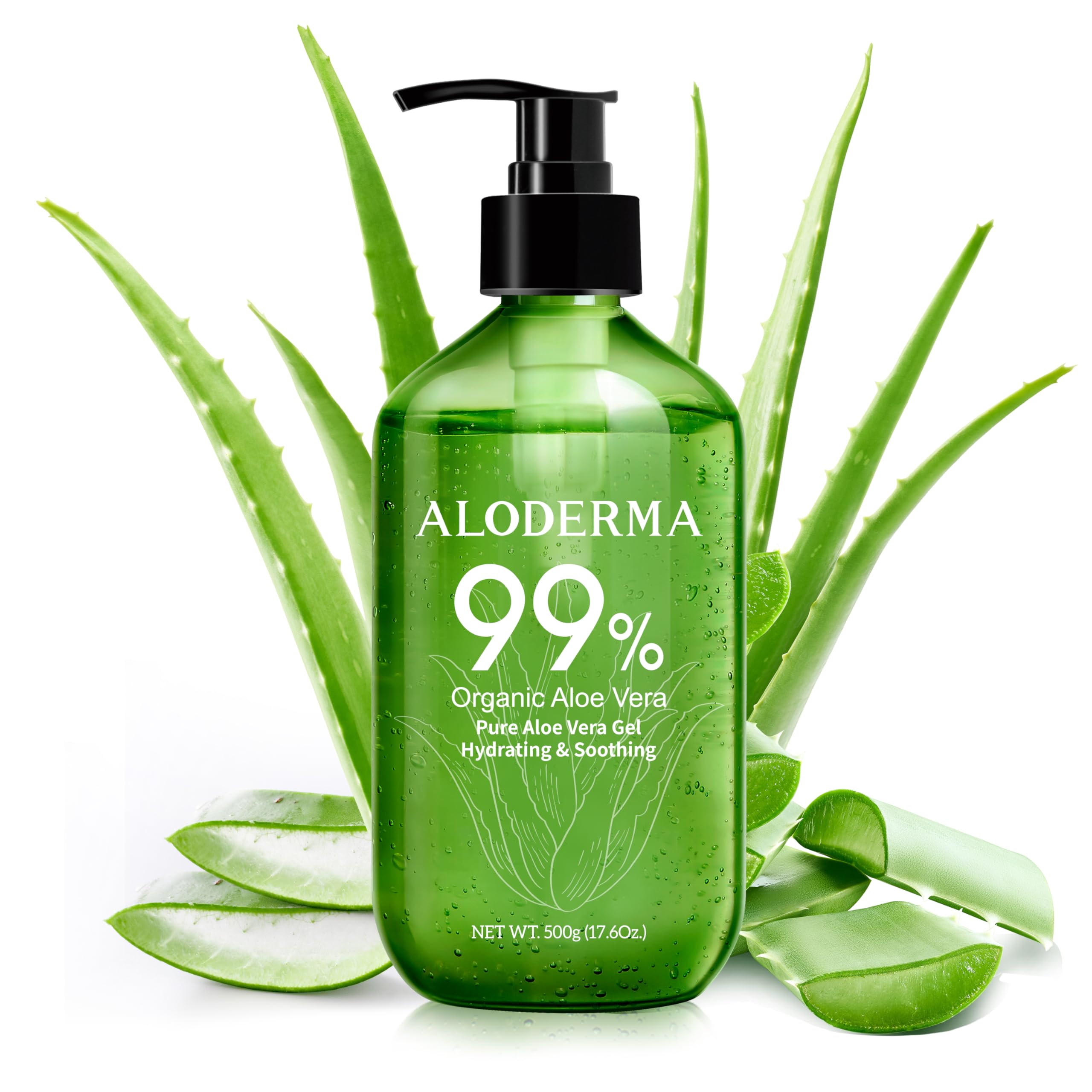 Skincare Aloderma Aloderma Alovera Gel 99% Orgânico 520 Ml Para Alívio De Queimaduras Solares