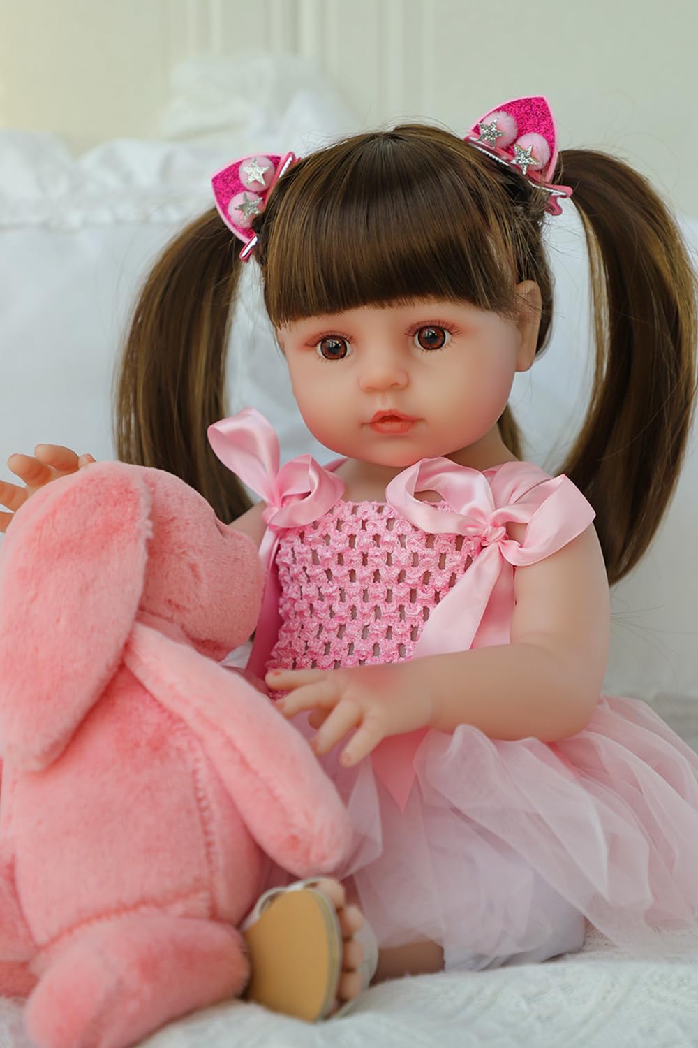 Boneca Reborn Scom Lifelike Girl 45 Cm De Silicone Para Corpo Inteiro 3+