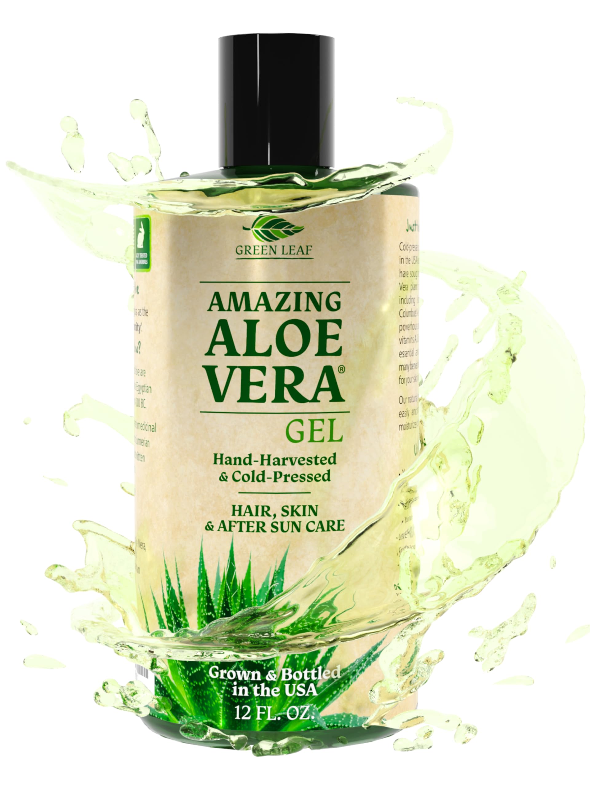 Gel De Aloe Vera Green Leaf Naturals 355 Ml 100% Puro Sem Perfume
