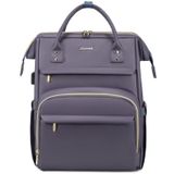 Mochila Para Laptop Lovevook De Couro De 17 Polegadas Para Mulheres Cinza Roxa