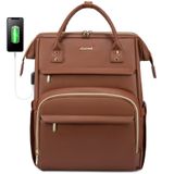 Mochila Para Laptop Lovevook De Couro De 18 Polegadas Para Mulheres Marrom