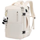 Mochila De Viagem Dwqoo Para Mulheres E Homens, Grande De 40 Litros Com Laptop De 17", Bege