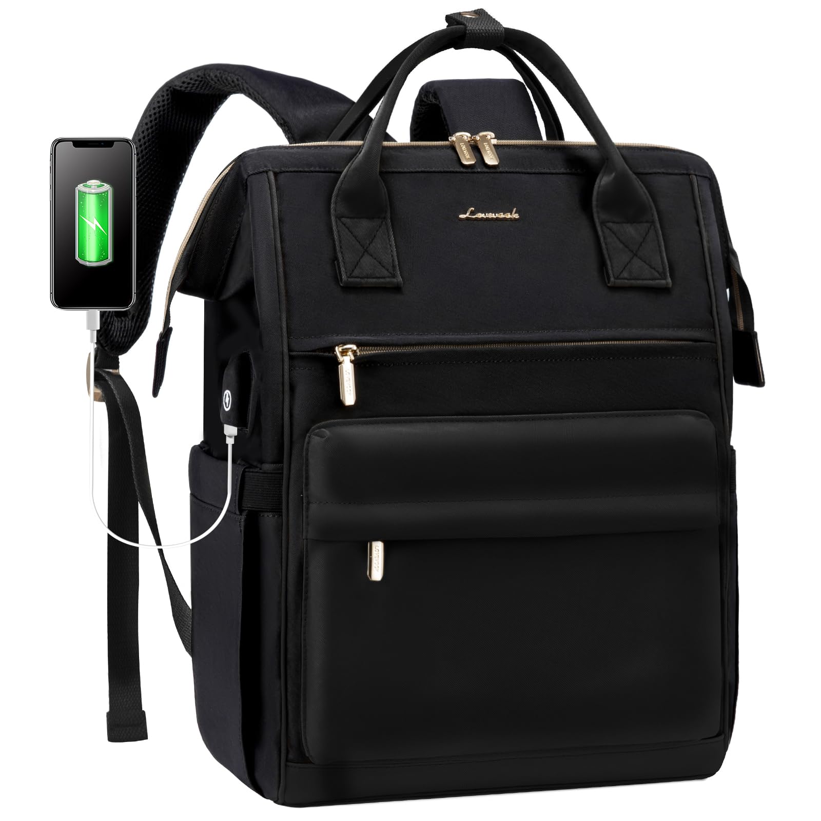 Mochila Para Laptop Lovevook Para Mulheres De 17 Polegadas Para Trabalho E Viagem Preta
