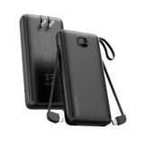 Carregador Portátil Power Bank Penaover 20000mah Com Cabos Pretos