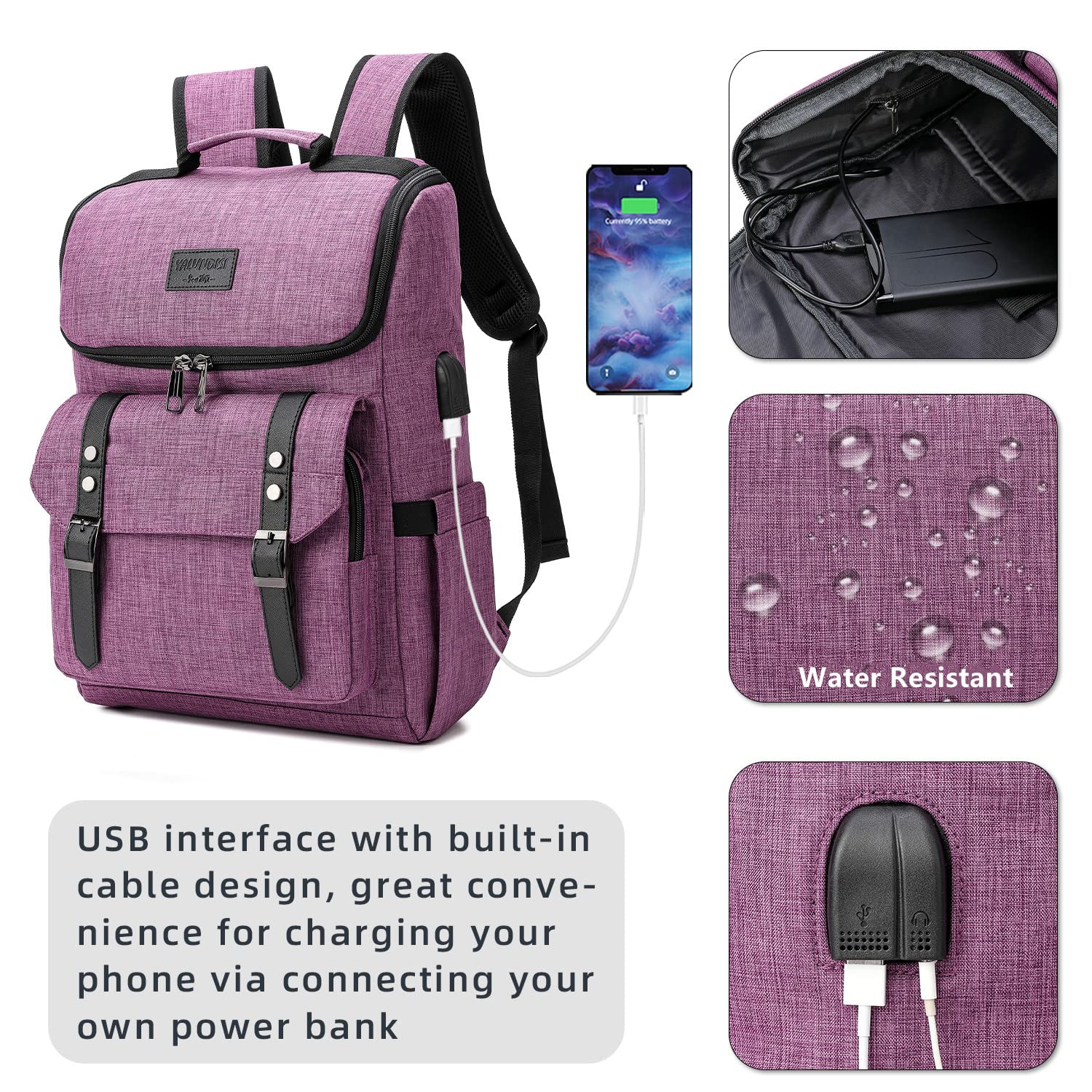 Mochila Yalundisi Vintage Travel Laptop 15,6