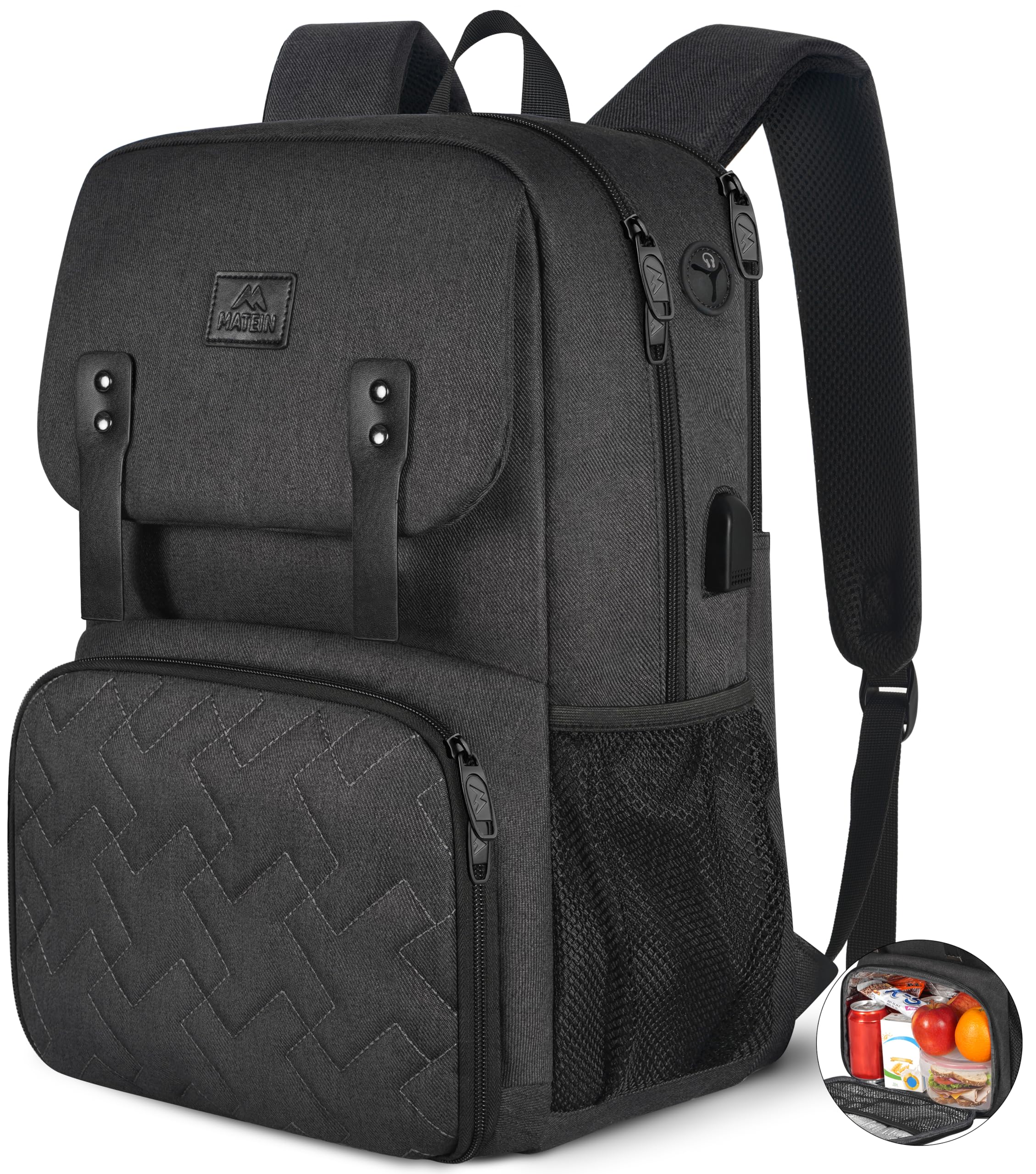Mochila De Almoço Matein Isolated Cooler Lancheira Usb De 15,6"