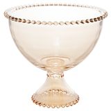 Bowl Saladeira De Cristal C/pé Pearl Bolinha Âmbar 21x19cm Wolff