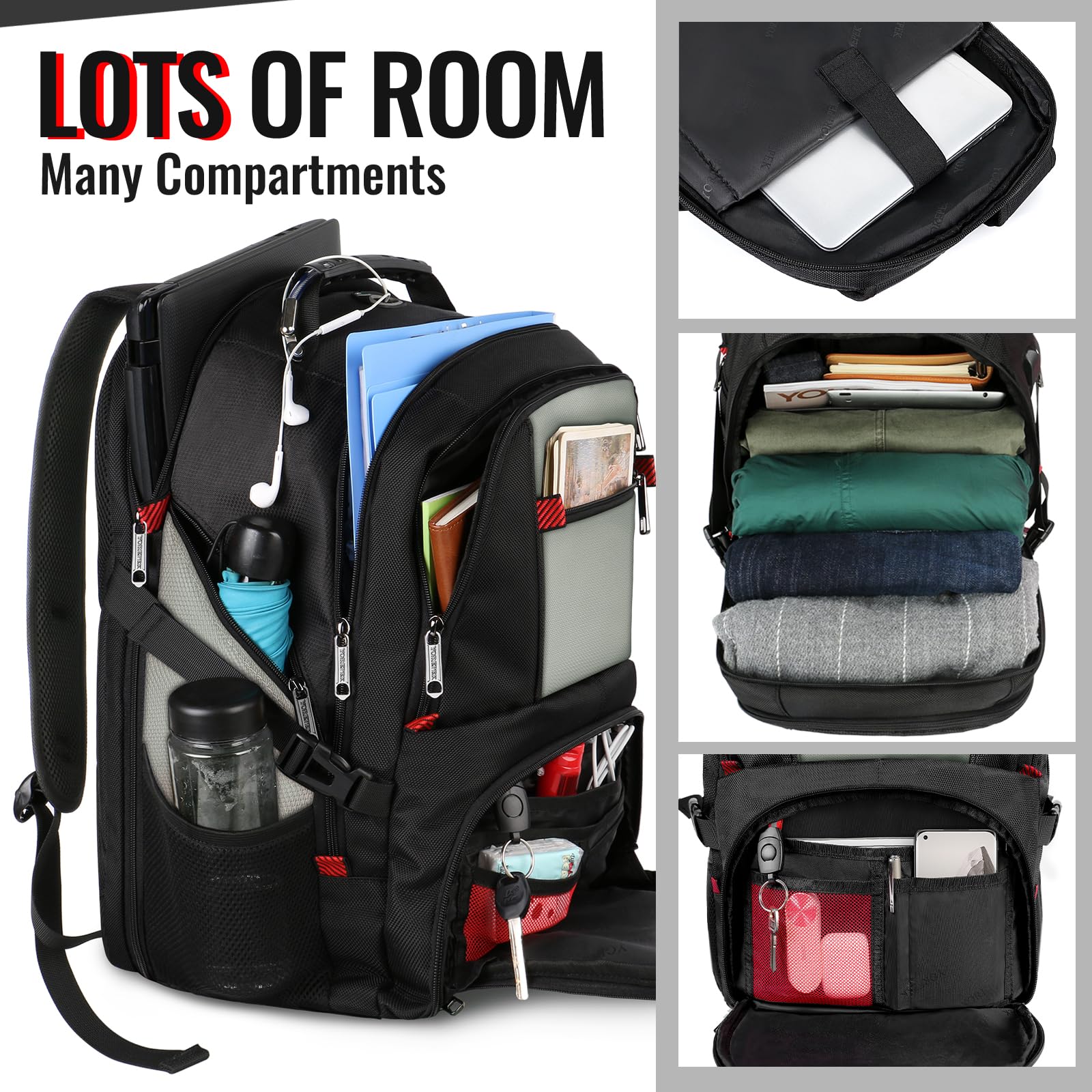 Mochila Para Laptop Yorepek 18.4 Com Porta De Carregador Usb Cinza