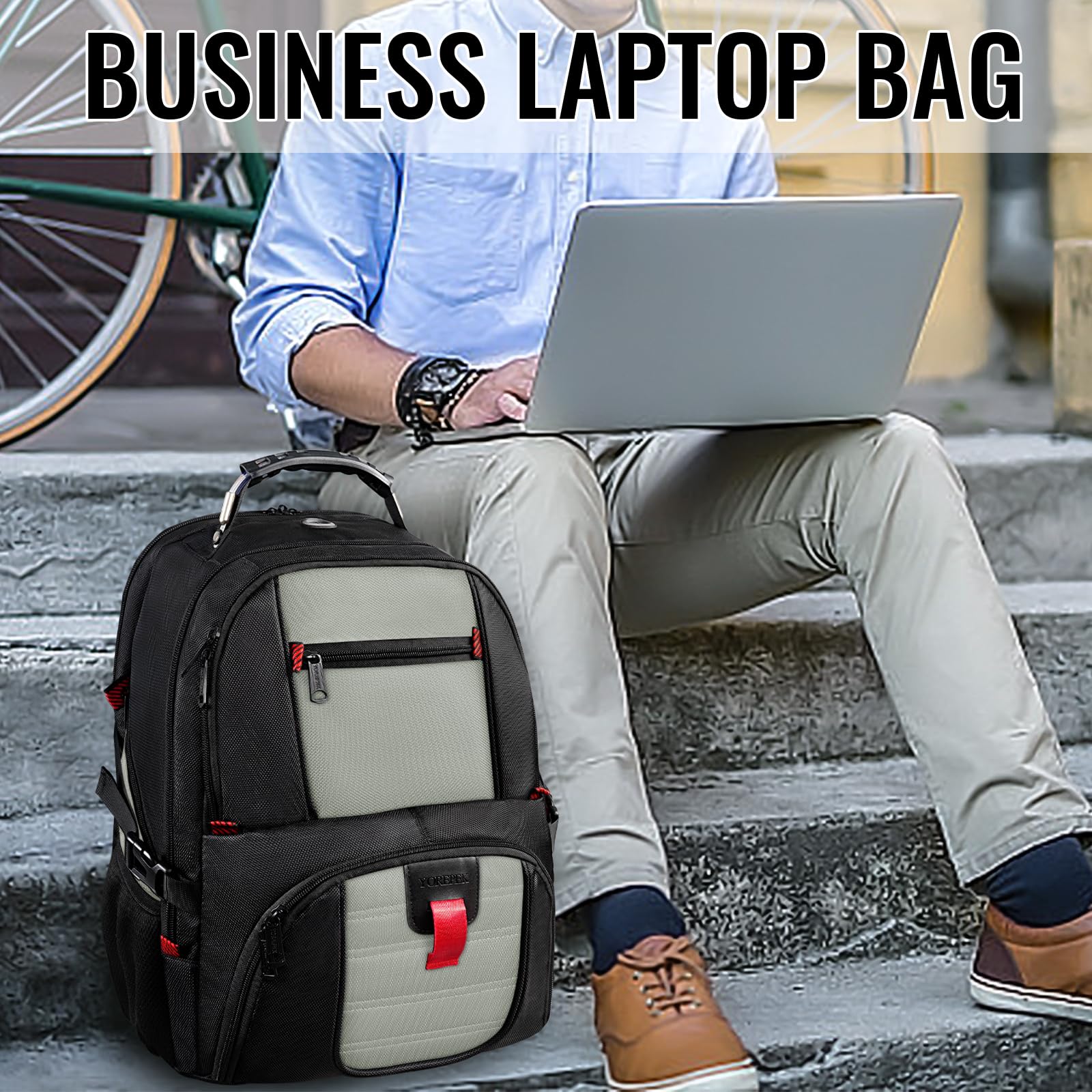Mochila Para Laptop Yorepek 18.4 Com Porta De Carregador Usb Cinza