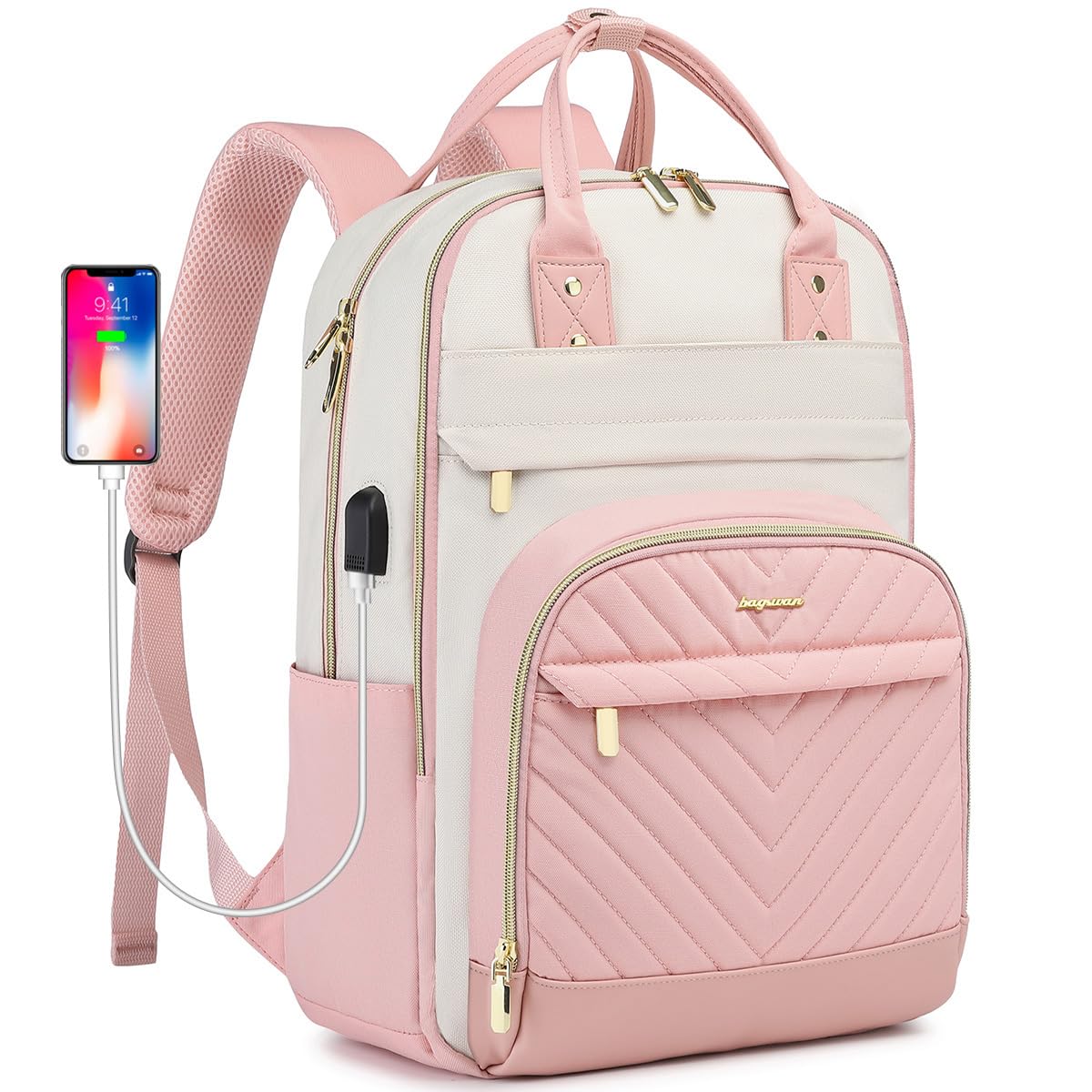 Mochila Para Laptop Bagswan Para Mulheres E Trabalho De 15,6 Polegadas À Prova D'água