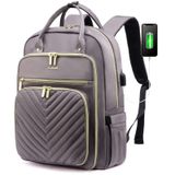 Mochila Feminina Lovevook, 15,6", Laptop, Trabalho, Viagem, Cinza, Roxa