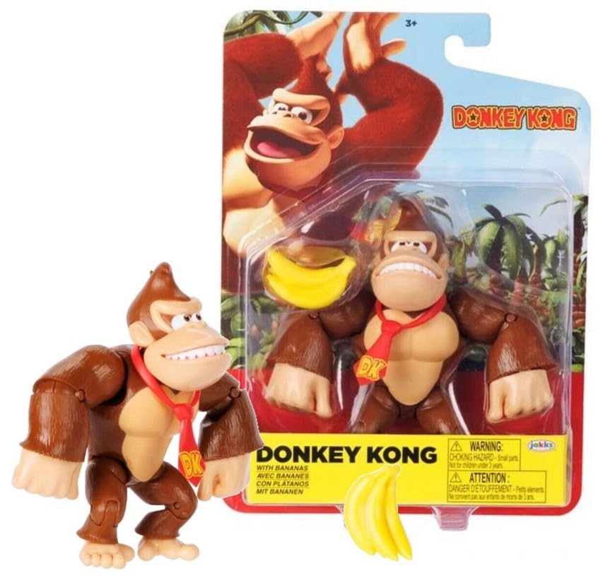Boneco De Ação Super Mario Donkey Kong Com Bananas De 10 Cm