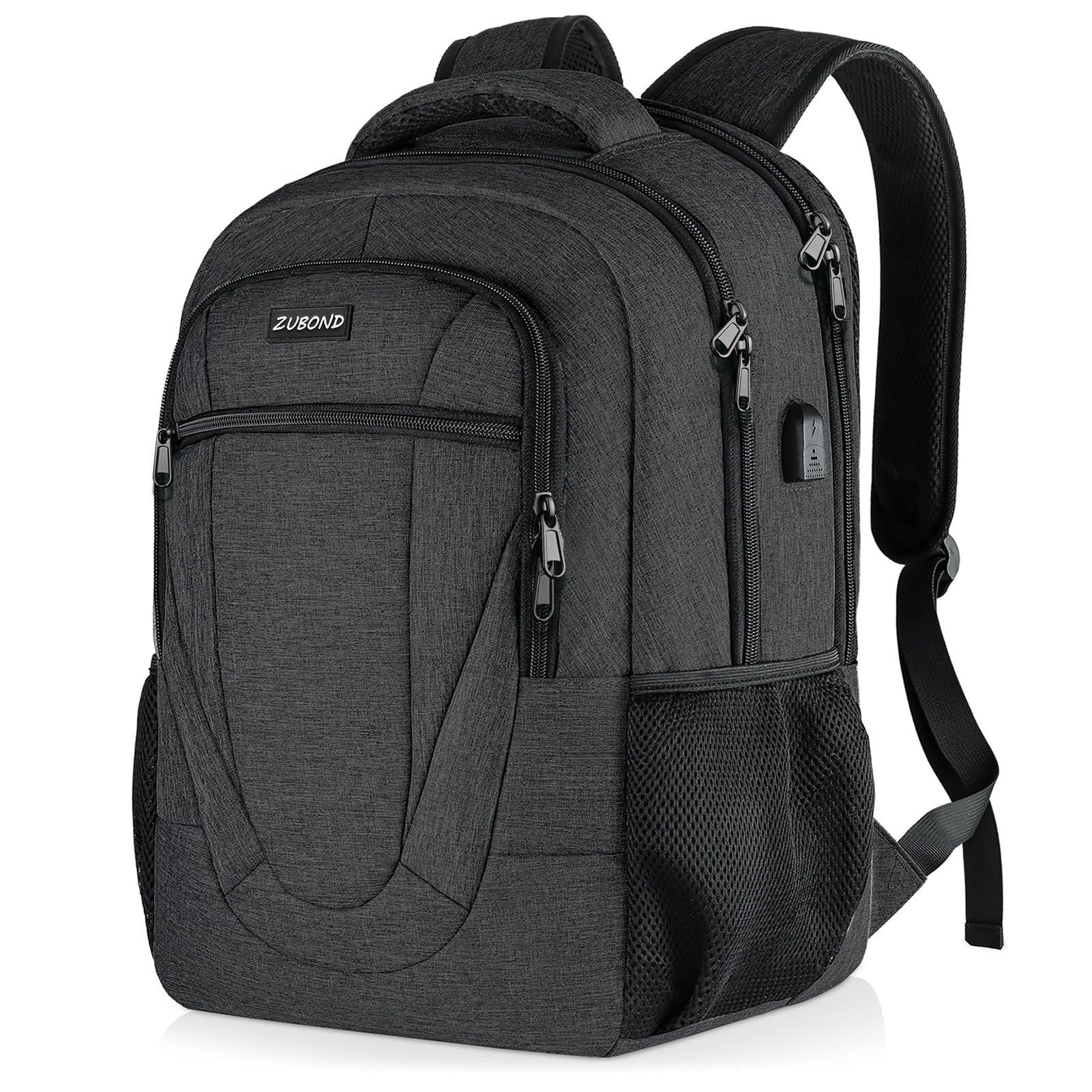 Mochila Zubond Black School Para Adolescentes, Meninos, Homens E Mulheres, 15,6 Polegadas