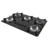 Fogão Cooktop 5 Bocas Mesa Em Vidro - Safe - Ferro Fundido - Fogatti