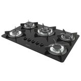 Fogão Cooktop Elétrico 5 Bocas Tripla Chama Bivolt Mesa Em Vidro - Safe - Ferro Fundido - Fogatti