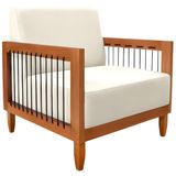 Poltrona Decorativa Yves Sala De Estar Recepção Escritório Linho