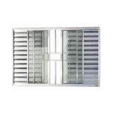 Janela De Aluminio Veneziana De Correr 100x100cm 6 Folhas Com Grade E Vidro Liso Confort Brimak Brilhante