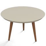 Mesa de Centro Redonda Pés Madeira Luna 590 Off White - Patrimar Móveis