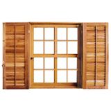 Janela De Madeira Guilhotina 140x120cm 4 Folhas Rodam Imbuia