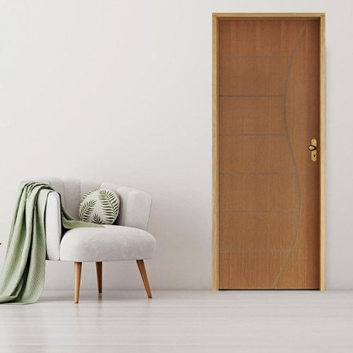 Kit Porta de Madeira 210x82cm Batente 14cm Fechadura Taco de Golf Externo Belissima 12 Hale Esquadrias Imbuia