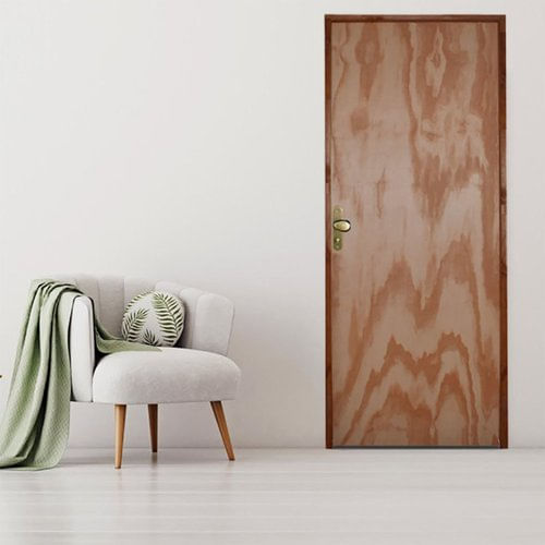 Kit Porta de Madeira 210x60cm Batente 14cm Fechadura Taco de Golf Externo Mescla Lisa Hale Esquadrias Mescla