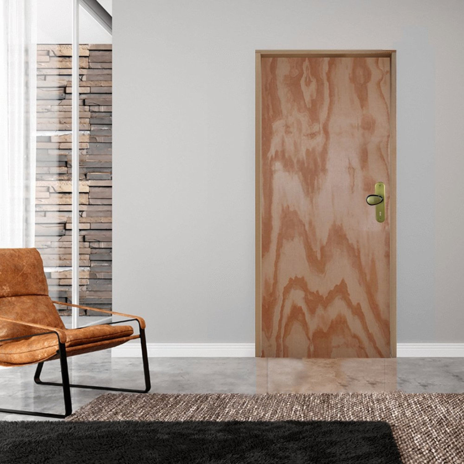 Kit Porta Pronta Lisa 210x92cm Direito Batente 14cm Fechadura Taco De Golf