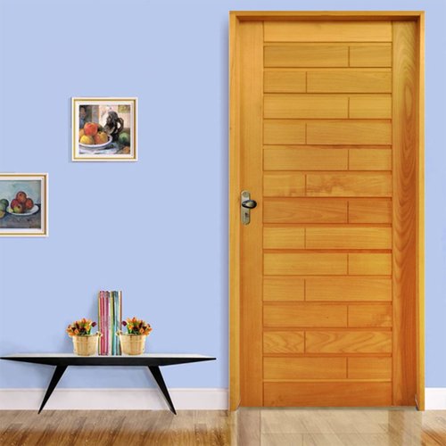 Kit Porta de Madeira 210x72cm Batente 14cm Fechadura Taco de Golf Externo Roma Hale Esquadrias Tauari