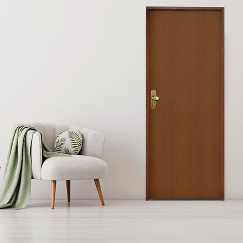 Kit Porta de Madeira 210x62cm Batente 14cm Fechadura Taco de Golf Externo Hale Esquadrias Imbuia