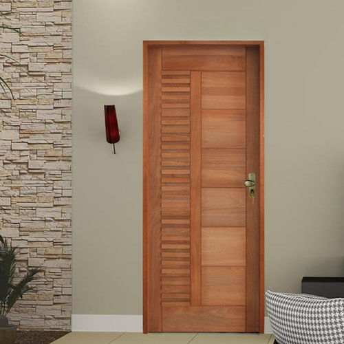 Kit Porta de Madeira 210x72cm Batente 14cm Fechadura Taco de Golf Externo Porto Velho Hale Esquadrias Tauari