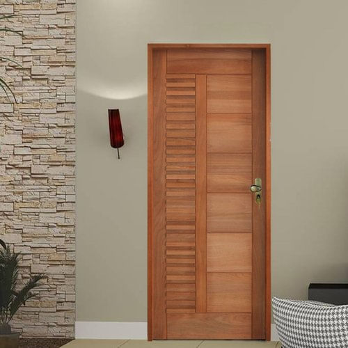 Kit Porta de Madeira 210x92cm Batente 14cm Fechadura Taco de Golf Externo Porto Velho Hale Esquadrias Tauari