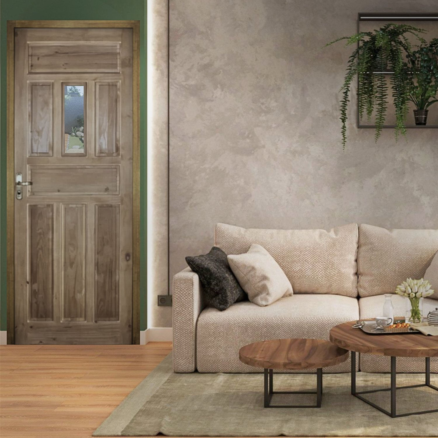 Kit Porta De Madeira Postigo 210x82cm Batente 14cm Eco Uniportas  Natural