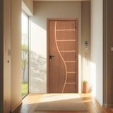 Kit Porta De Madeira Decorada 215x84cm Batente 16cm Cantareira Ipê