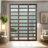 Porta De Correr Com Travessas 3 Folhas Moveis Sequenciais 210 X 240 Elite Com Fecho Automático Vidro Corten