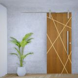 Porta De Correr Padrão Imbuia Agatha Trilho Soft Puxador Barra Chata 800 Mm Cromado 120 X 210 Direit Natural