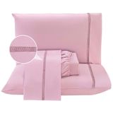 Jogo Cama Lençol Casal Luxuria Percal 300 Fios 4 Peças Rosê