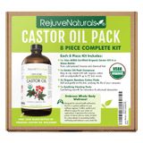 Kit De Embalagem De Óleo De Rícino Rejuvenaturals Com Óleo De Rícino Orgânico De 480 Ml